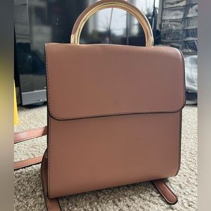 Pink Tan Faux Leather Backpack
